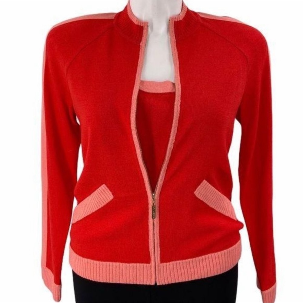 St. John Poppy sweater set size large two piece